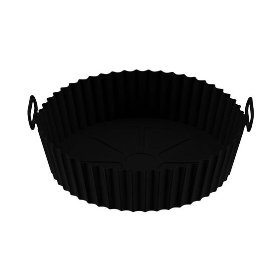Imagem de Forma Cesto de Silicone Para Air Fryer Fritadeira Elétrica Micro-ondas Forno Com Alça 19cm