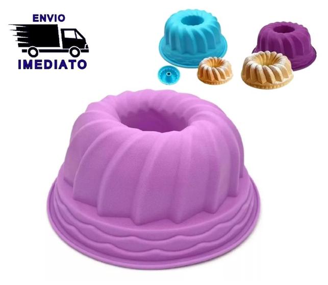 Imagem de Forma de Bolo de Silicone Vazada para Pudim e Torta de Forma com Furo Central Redonda 21cm