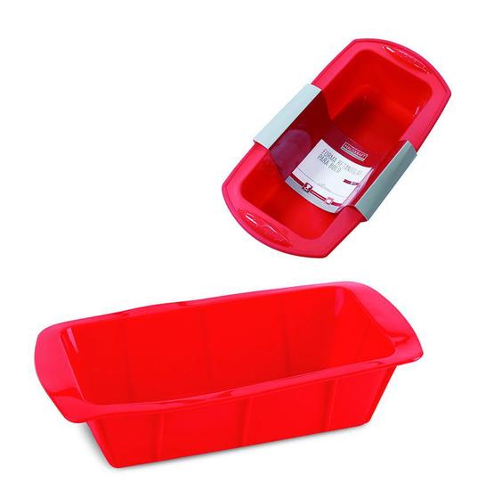 Forma De Bolo Retangular Em Silicone Vermelha 27,3Cm Menor preço em Forma De Bolo Retangular Em Silicone Vermelha 27,3Cm