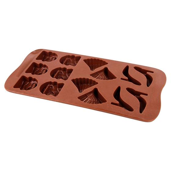 Imagem de Forma De Chocolate Com Desenhos de Salto Leque e Bolsa 