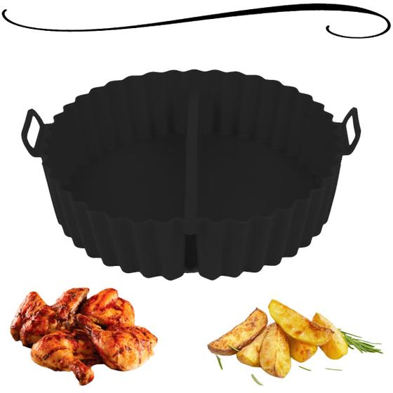 Imagem de Forma de Cozimento Assadeira Redonda Divisória Silicone Fritadeira Elétrica Air Fryer Microondas Forno Elétrico 231332