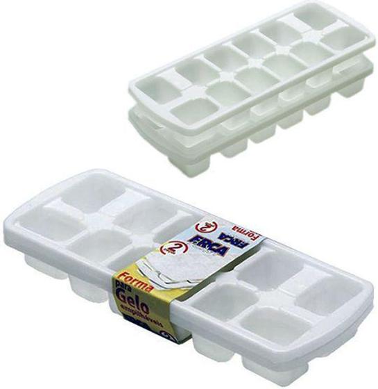 Imagem de Forma De Gelo Com 12 Cavidades Retangular De Plastico Kit Com 2 Pecas 24,5X10Cm - Erca Plast