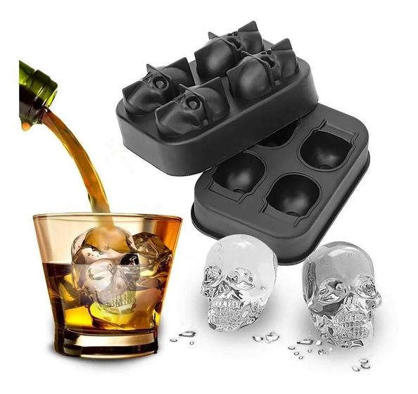 Imagem de Forma De Gelo Molde Caveira Silicone 3d Festas Drinks Skull