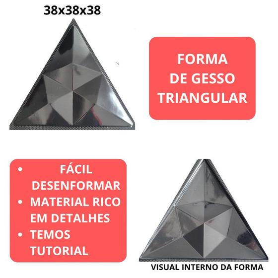 Forma De Gesso Modelo Triangular 3D 38x38x38cm Formas p/ Gesso Decoração 3D Envios em até 24h Uteis - Mazza Tuning Imagem de Forma De Gesso Modelo Triangular 3D 38x38x38cm Formas p/ Gesso Decoração 3D Envios em até 24h Uteis