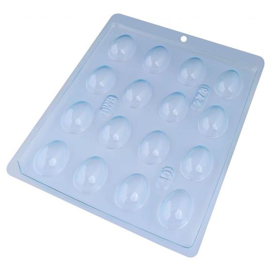 Forma de Ovo de Páscoa Liso 10g com 16 Cavidades - BWB Menor preço em Forma de Ovo de Páscoa Liso 10g com 16 Cavidades - BWB