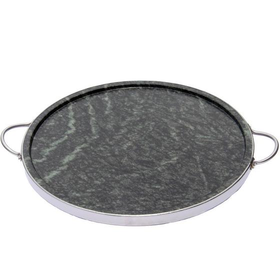 Imagem de Forma de Pedra Sabão para pizza com alças de inox Curada 32 cm