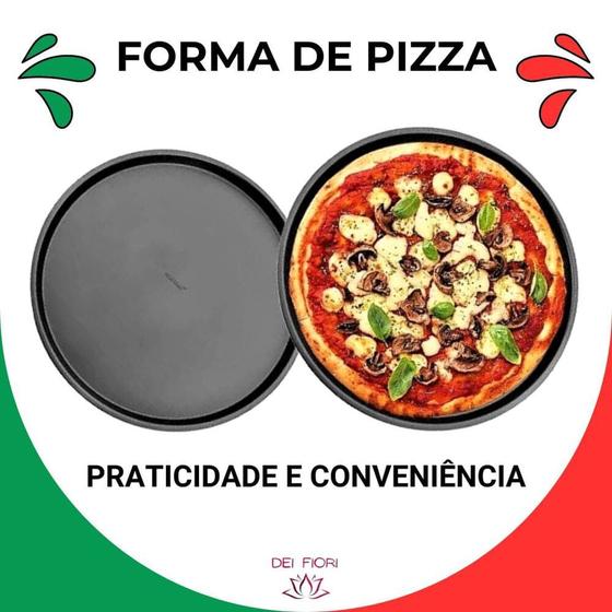 Imagem de Forma De Pizza Antiaderente 32,5cm Assadeira Aço Carbono Gde