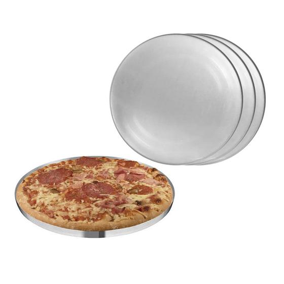 Imagem de Forma de Pizza Grande Assadeira Redonda Aluminio 40cm Kit 4un