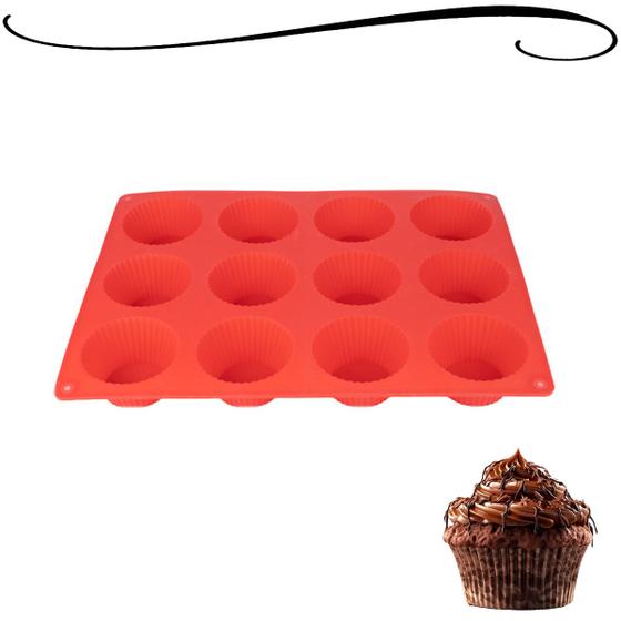 Imagem de Forma de Silicone Com 12 Cavidades Para Mini Bolos Cupcakes Pudins Livre de BPA Utensílio Culinário de Cozinha