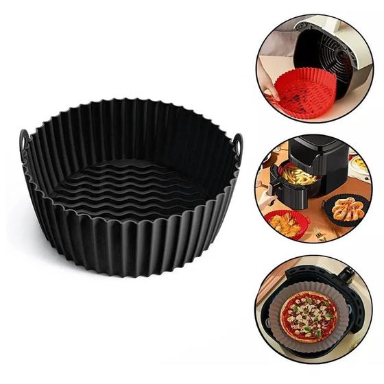 Imagem de Forma de Silicone Flexível Reutilizável Antiaderente para Fritadeira Elétrica Air Fryer