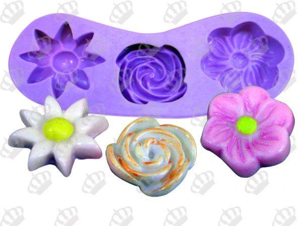 Imagem de Forma de Silicone Flores 3Cav. Ib-462