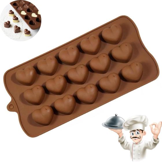 Imagem de Forma de Silicone Formato Coração para Gelo Chocolate Sabonete Biscoito