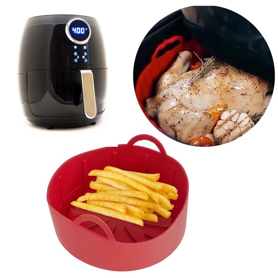 Imagem de Forma De Silicone Para Airfryer Fritadeira Elétrica Antiaderente Reutilizável Forminha Bolo Redonda 16cm