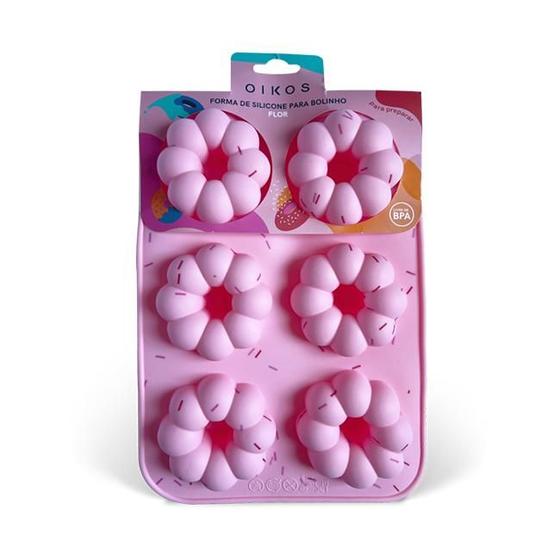 Imagem de Forma de silicone para bolinho flor - oikos rosa