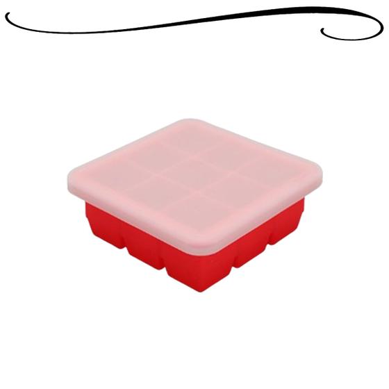 Imagem de Forma de Silicone Para Gelo 9 Cavidades Formato Quadrado Moderno Com Tampa Ideal Para Drinks Bebidas Caipirinha PF03