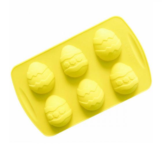 Imagem de Forma de Silicone para Ovo de Pascoa com 6 Cavidades Pequenas Amarela  Kehome 