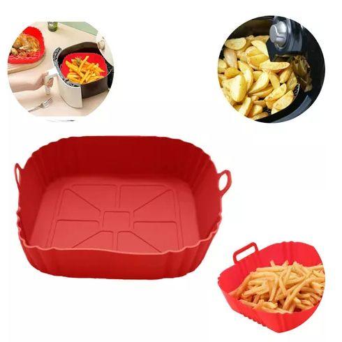 Forma De Silicone Quadrada Antiaderente Assadeira Air Fryer Menor preço em Forma De Silicone Quadrada Antiaderente Assadeira Air Fryer