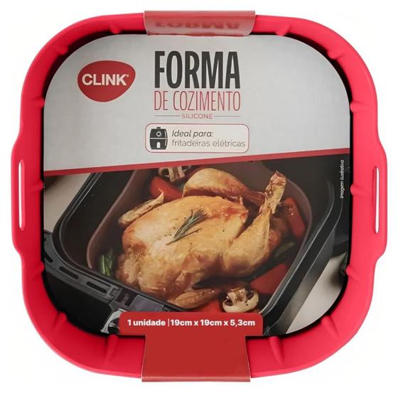 Imagem de Forma de Silicone Quadrada para Airfryer 19cm Fritadeira Elétrica 5 a 6 Litros Tamanho Grande