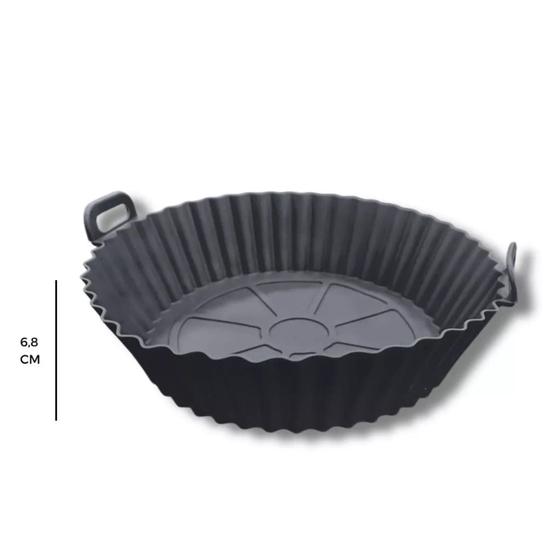 Imagem de Forma de Silicone Redonda Assadeira Air Fryer e Forno Forma para Fritadeira Elétrica com Alça