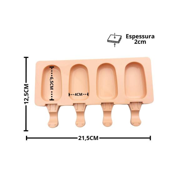 Imagem de Forma em Silicone para Mini Picolé Magnum 4 cavidades Antiaderente