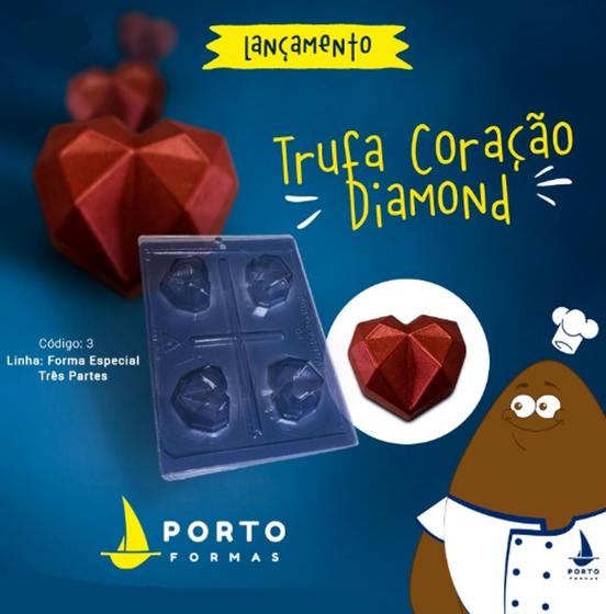 Imagem de Forma Especial (3 partes) para Chocolate Porto Formas Trufa Coração Diamond (3)