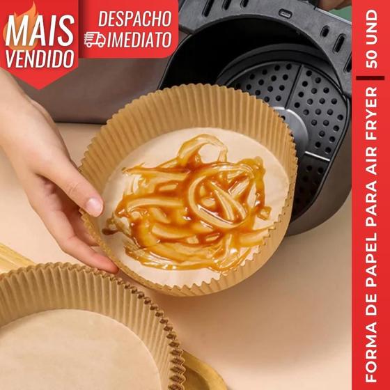 Imagem de Forma Forro de Papel p/ Air Fryer Descartável Redonda Antiaderente 100un