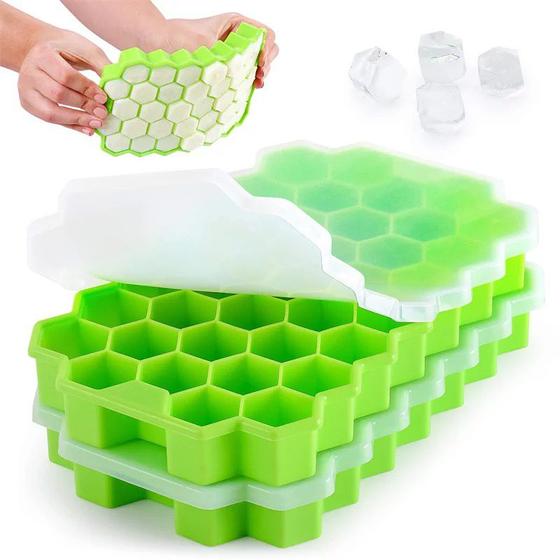 Imagem de Forma Gelo Silicone Não Tóxico Colmeia P/Garrafa Com Tampa
