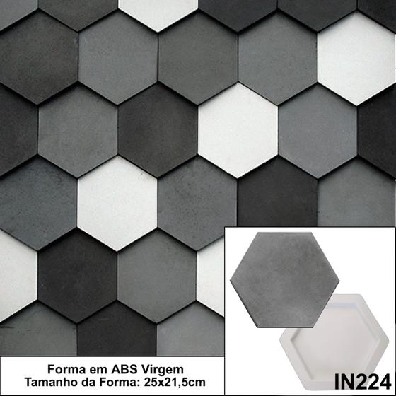 Imagem de Forma molde para gesso 3d sextavado 25x21,5cm em abs virgem 2mm gesso/cimento 3d in224