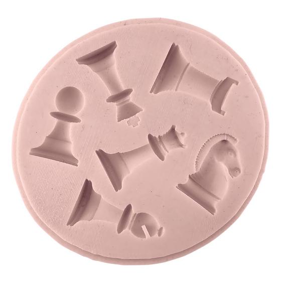 Imagem de Forma Molde Silicone Biscuit Mini Jogo Xadrez 6 Cav