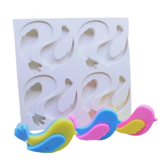 Imagem de Forma Molde Silicone Sabonete Passarinho Encaixe 4 Cav Cute