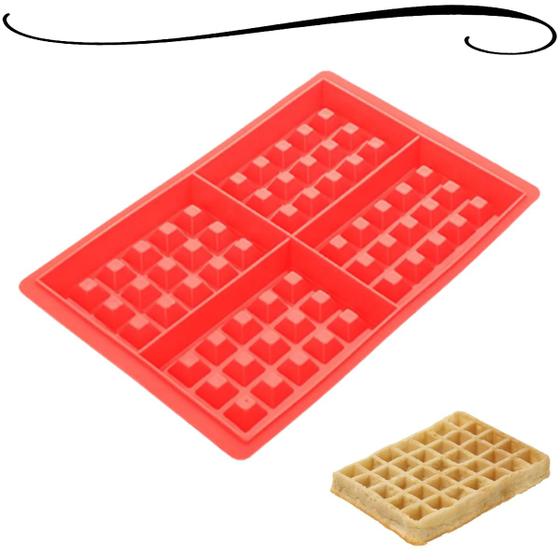 Imagem de Forma Multiuso De Silicone Retangular Para Waffles Com 4 Moldes Para Waffles Panquecas Biscoitos e Cookies 191311