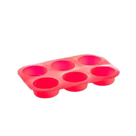 Imagem de Forma para 6 Cupcakes Silicone Vermelha - 1un - Mimo Style