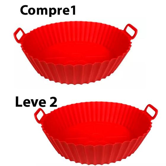 Imagem de Forma Para Air Fryer Compre 1 Leve 2 Redonda 20cm Lavavél 