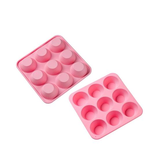 Imagem de Forma para bolinhos de Silicone 9 cavidades Rosa claro