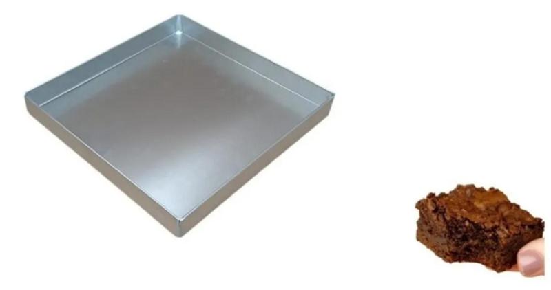 Imagem de Forma Para Brownie Quadrada Baixa 25x25x3cm Em Alumínio