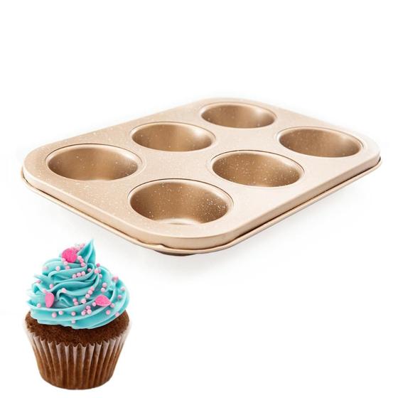 Imagem de Forma Para Cupcakes Com 06 Cavidades em Metal Empada Muffin Petit Gateau Confeitaria