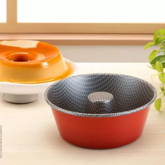 Imagem de Forma Para Pudim Bolo Redonda 18 cm Assar no Forno Antiaderente Vermelha