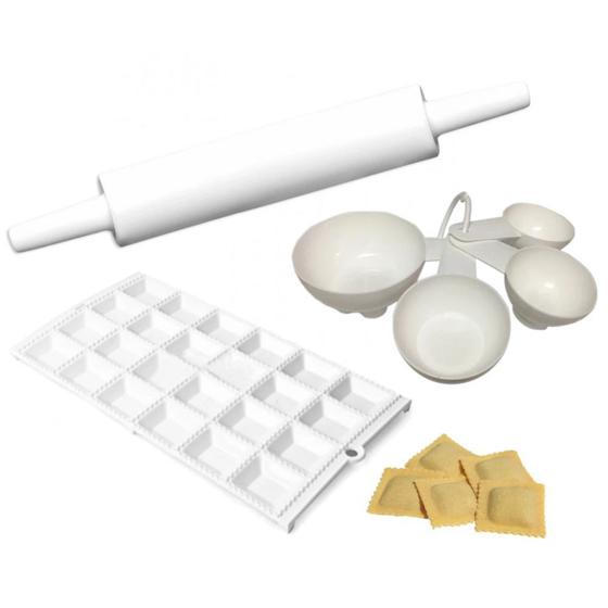 Imagem de Forma para Ravioli e Mini Pasteis + Rolo para Massa + Conjunto Medidor  Kit 