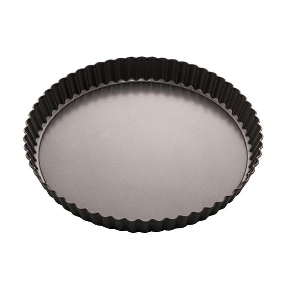 Imagem de Forma para torta ou bolo redonda com fundo removível antiaderente preta de aço carbono 24cm