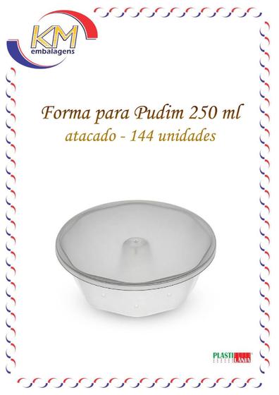 Imagem de Forma pudim c/ tampa 250 ml - 18 pacotes x 8 unidades - embalagem pudim (13881)