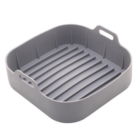 Imagem de Forma Quadrada De Silicone Para Air Fryer Cinza 16x5,5Cm