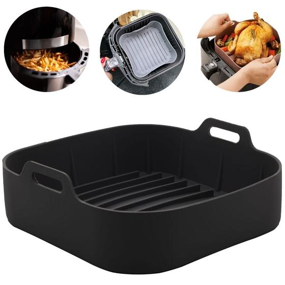 Imagem de Forma Quadrada De Silicone Para Airfryer Multiuso Preta 20cm - Lyor