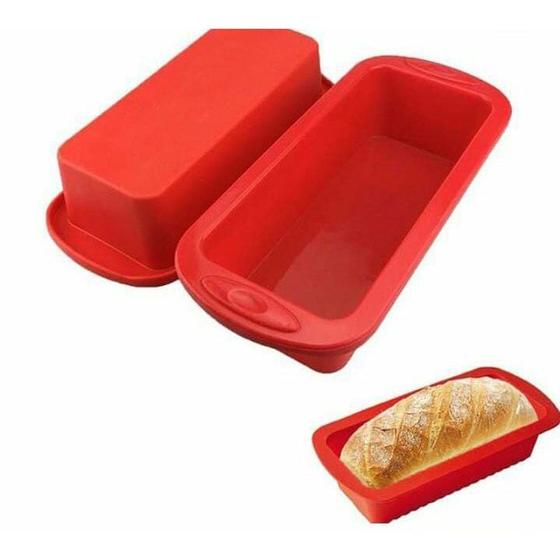 Imagem de Forma Retangular de silicone para Bolos e Pães várias cores - 27x14x06cm - 3218