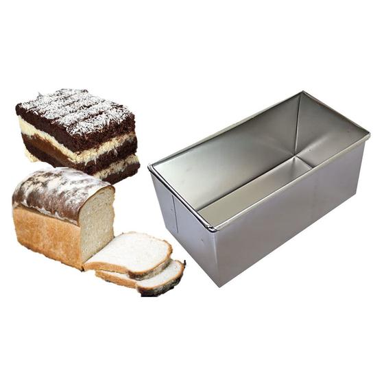 Imagem de Forma retangular para bolo e pão caseiro 20x10x10 alumínio