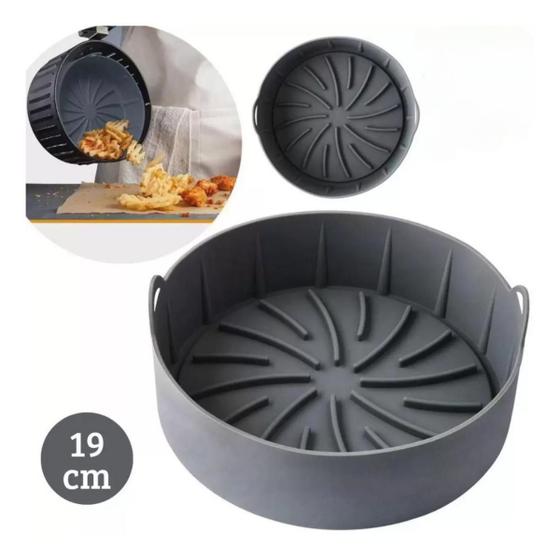 Imagem de Forma Silicone Air Fryer Cesto Redondo Alça Diâmetro 19Cm