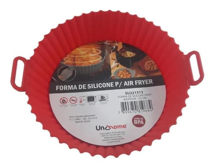 Imagem de Forma Silicone Air Fryer Reutilizável Antiaderente Vermelha