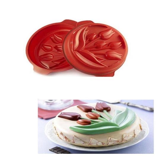 Imagem de Forma Silicone Bolo Torta Tulipa Decorativa 25Cm Silikomart