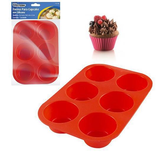 Forma silicone com 6 cavidades cupcake petit gateau 21,5x14,5x3cm Menor preço em Forma silicone com 6 cavidades cupcake petit gateau 21,5x14,5x3cm