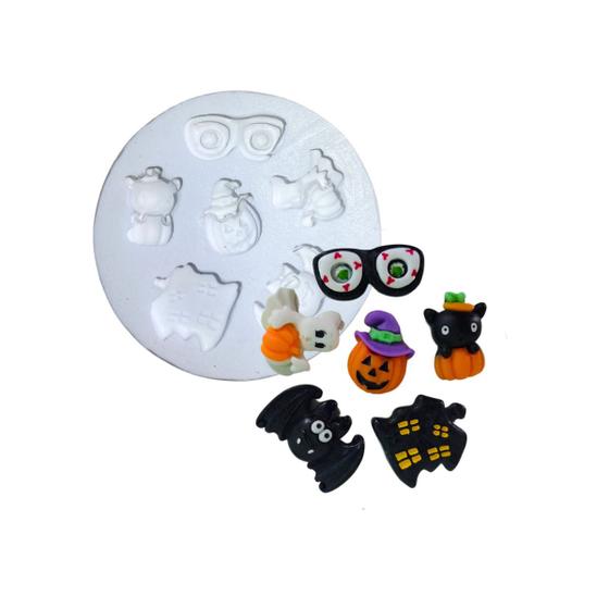 Imagem de Forma Silicone Halloween Óculos Abobora Morcego Biscuit