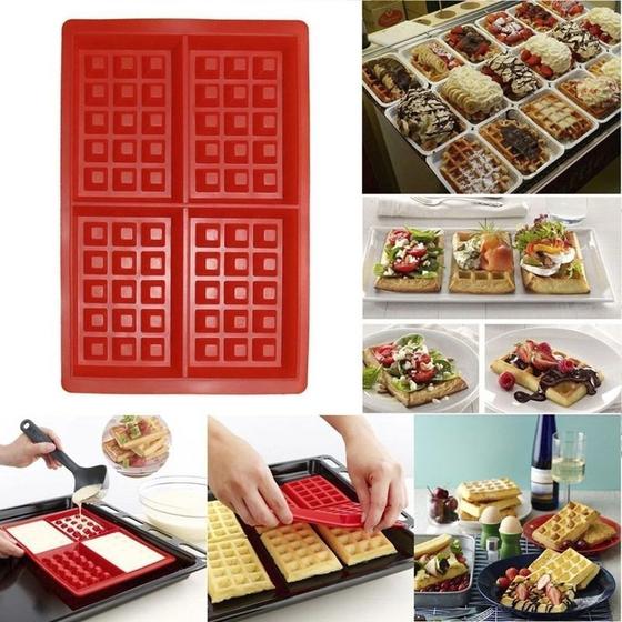 Forma Silicone Molde Retangular Waffle Chocolate Bandeja Menor preço em Forma Silicone Molde Retangular Waffle Chocolate Bandeja